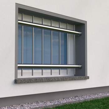 Preview: Fenstergitter schließbar ø 42,4mm / Höhe 500 - 899mm / 2 Gurte